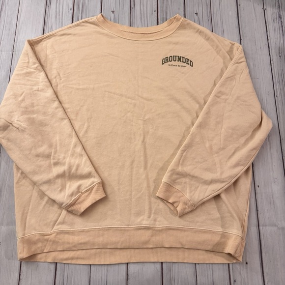 We The Free Free People Oversized Grounded Sweatshirt Peace & Quite Large - Picture 2 of 7